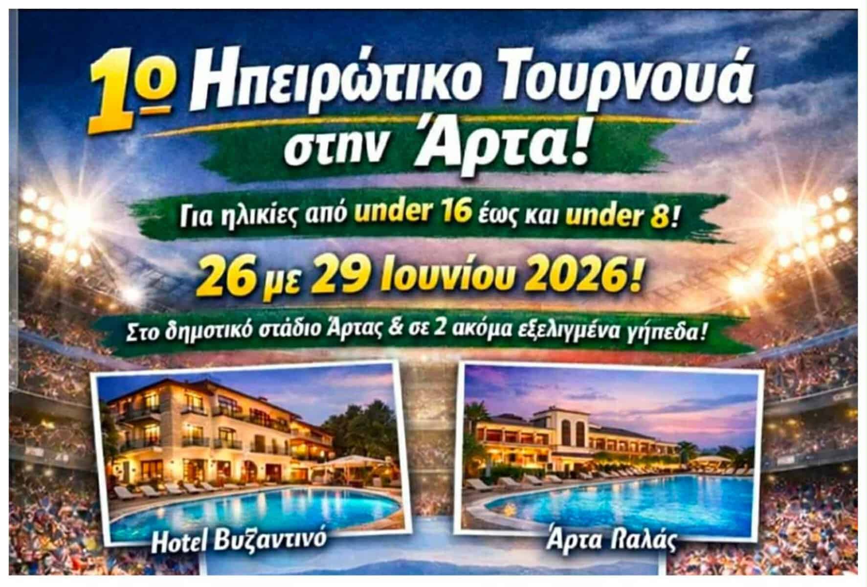 Πρόσκληση στο «1ο Ηπειρώτικο Τουρνουά Ακαδημιών Ποδοσφαίρου» 26-29 Ιουνίου στην πανέμορφη Άρτα!